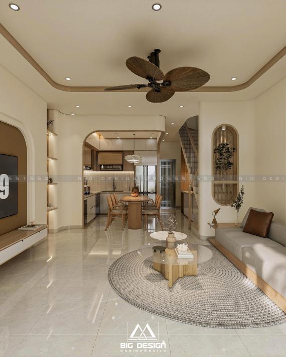 NỘI THẤT NHÀ 2 TẦNG PHONG CÁCH WABISABI 